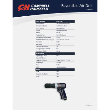 Taladro Reversible 3/8 Neumático Campbell Hausfeld XT4010