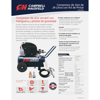 Compresor De Aire 24L 2Hp Campbell Hausfeld IC240120DI