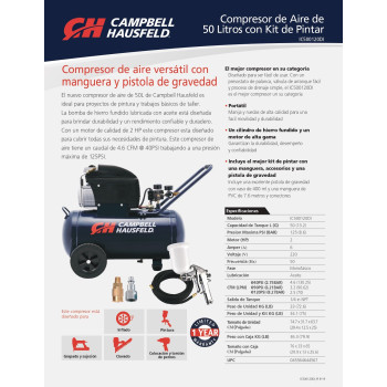 Compresor De Aire 50L 2Hp Campbell Hausfeld IC500120DI